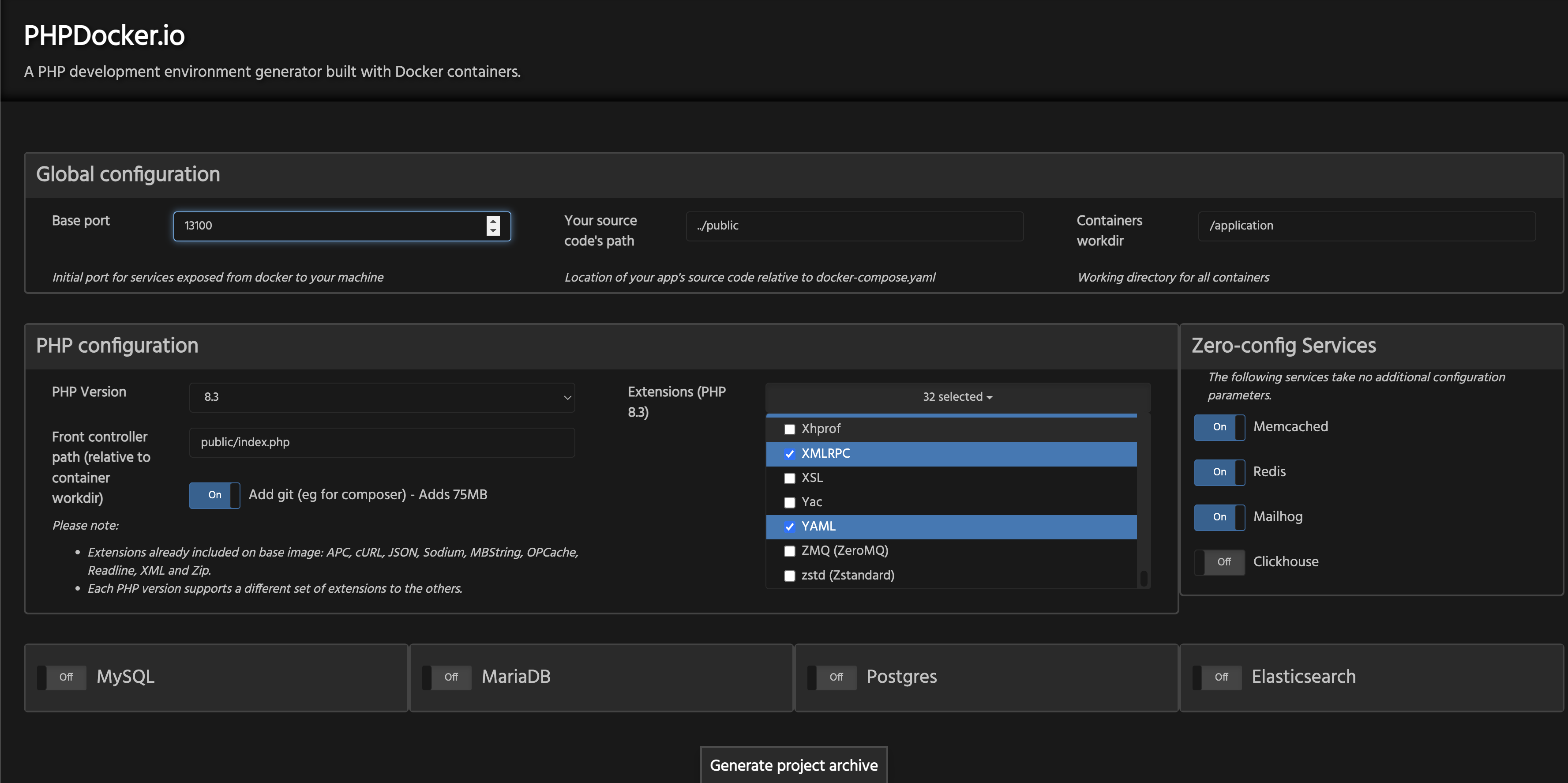 image configuration from phpdocker.io Alt text